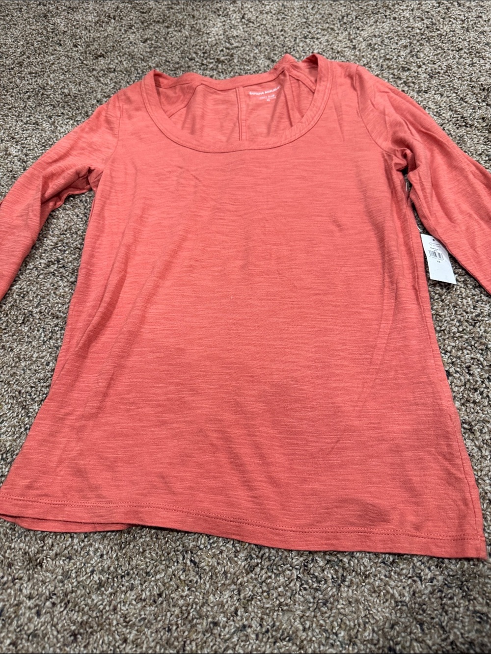 Banana Republic Coral Long Sleeve Scoop Neck Tee